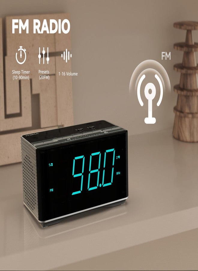 iTOMA Alarm Clock Radio-Bluetooth Stereo Speakers,FM Radio,Dual Alarm,Snooze,Brightness Dimmer,USB Charging, Alarm Clock for Bedroom Office 3501 - Image 4
