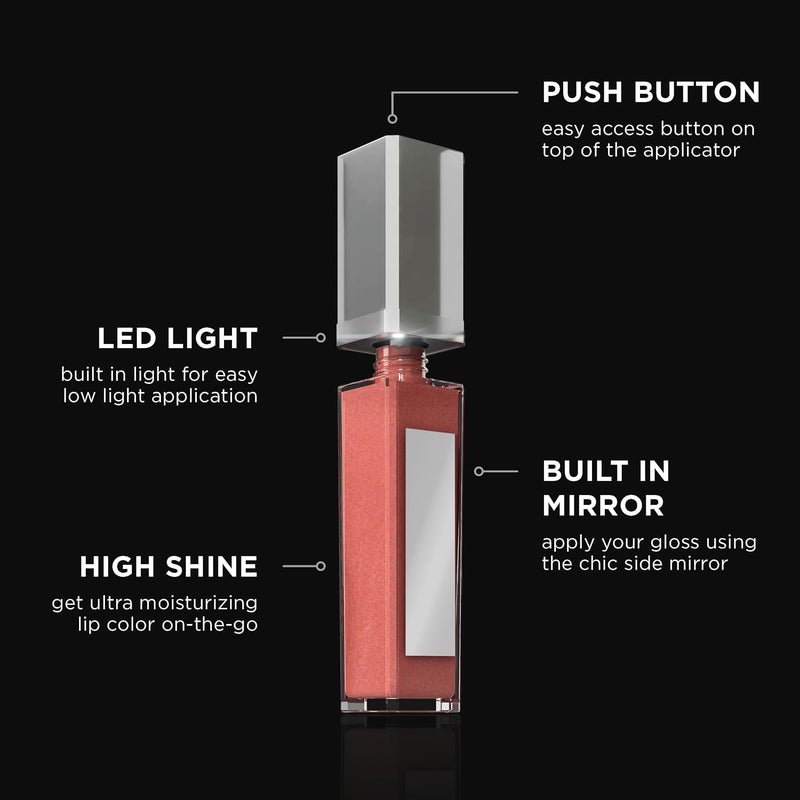 Pure Cosmetics Pure Illumination Lip Gloss with Light and Mirror - Hydrating Non-Sticky Lanolin Lip Gloss in Caribbean Coral - Image 3