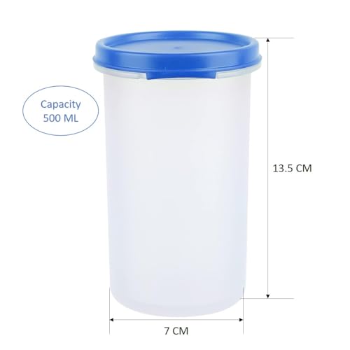RIOMAX Plastic Kitchen Storage Containers/Round Storage Container with Removable Lid/Fridge Storage Container/Fridge Organizer/Freezer Storage Containers (500ML, Pack of 6) - Image 4