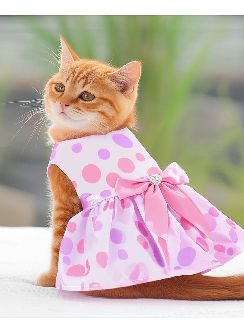 A.M Cute Floral Pattern Dog Dress with Lovely Bow Pet Apparel Dog Clothes for Small Dogs and Cats | Puppy Summer Dress Birthday Pet Apparel Dress (Size: L, Bust: 42cm, Length 32cm) - Image 1