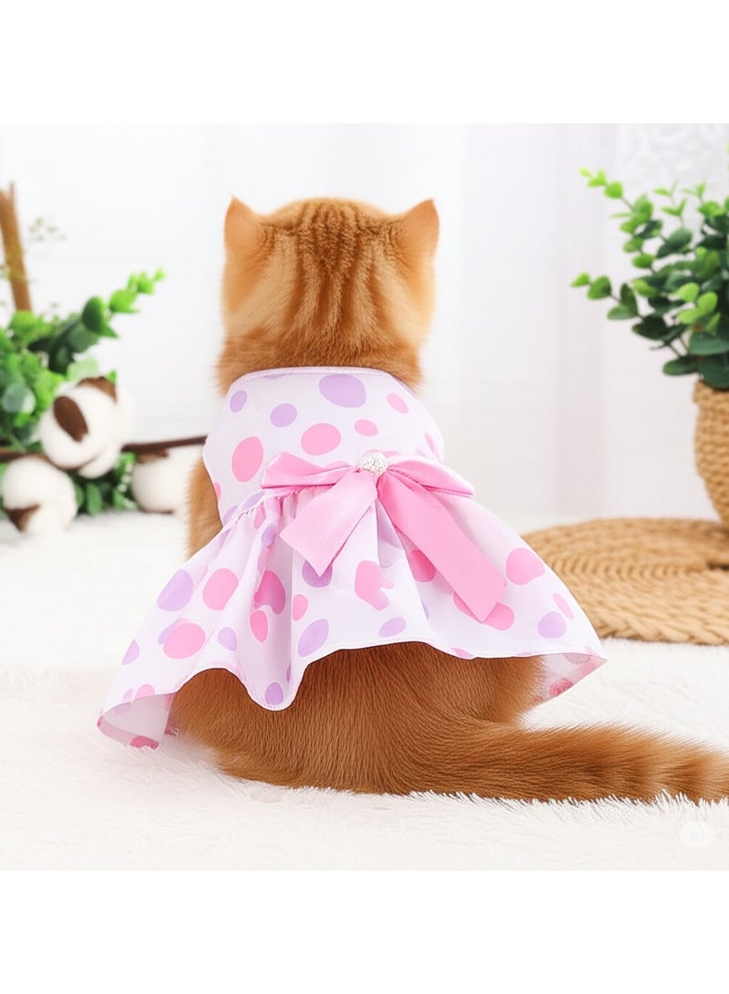 A.M Cute Floral Pattern Dog Dress with Lovely Bow Pet Apparel Dog Clothes for Small Dogs and Cats | Puppy Summer Dress Birthday Pet Apparel Dress (Size: L, Bust: 42cm, Length 32cm) - Image 2
