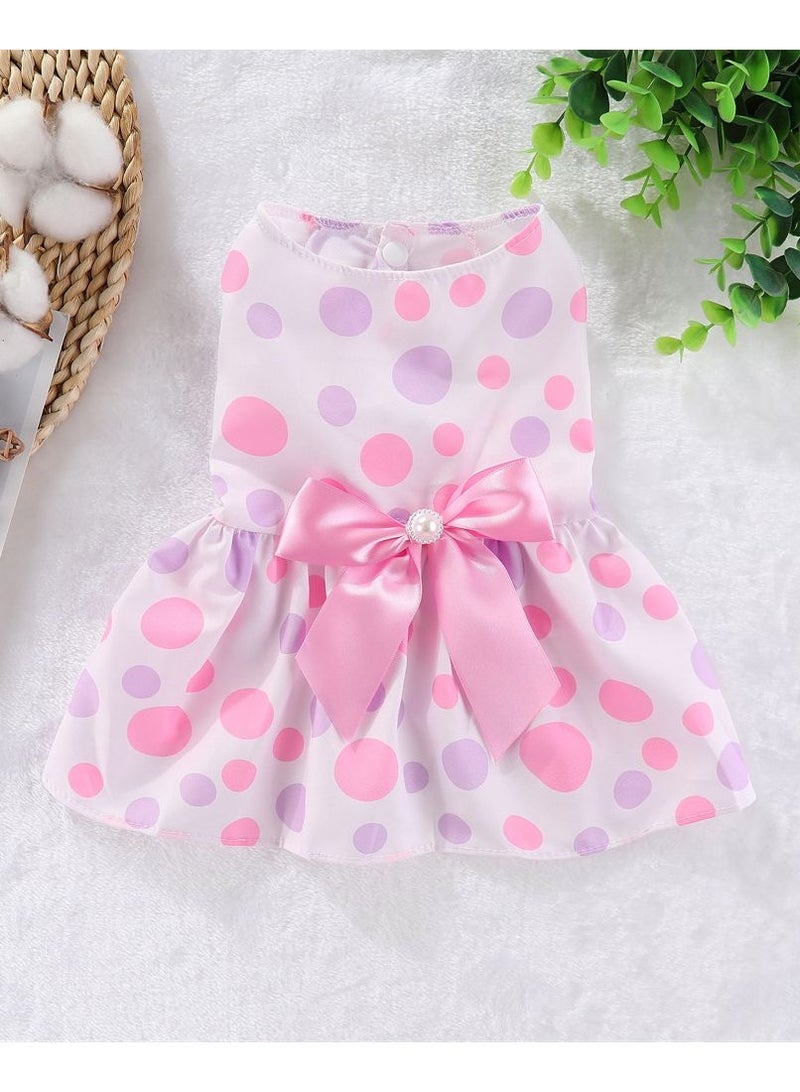 A.M Cute Floral Pattern Dog Dress with Lovely Bow Pet Apparel Dog Clothes for Small Dogs and Cats | Puppy Summer Dress Birthday Pet Apparel Dress (Size: L, Bust: 42cm, Length 32cm) - Image 4