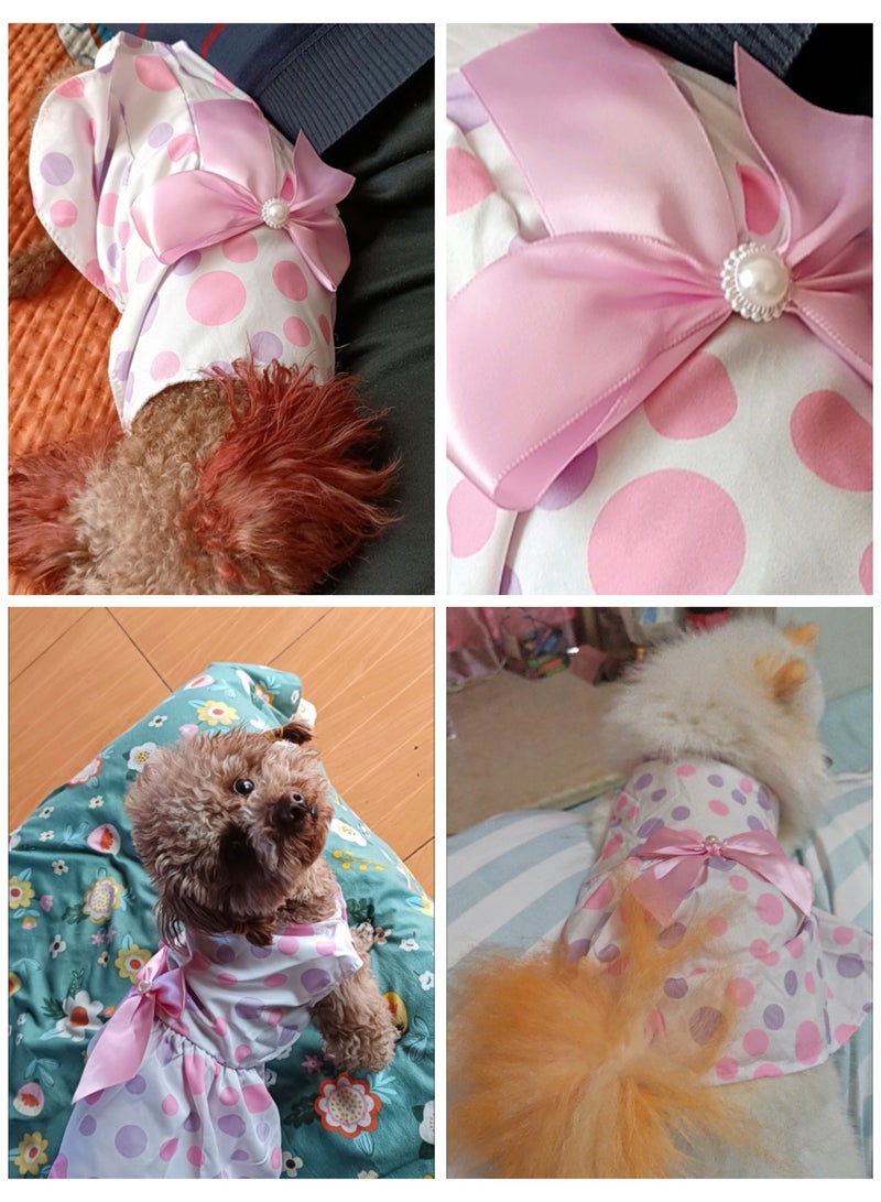 A.M Cute Floral Pattern Dog Dress with Lovely Bow Pet Apparel Dog Clothes for Small Dogs and Cats | Puppy Summer Dress Birthday Pet Apparel Dress (Size: L, Bust: 42cm, Length 32cm) - Image 5