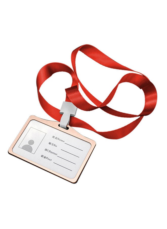 NIBEMINENT Horizontal Style Lanyard ID Card Holder Red