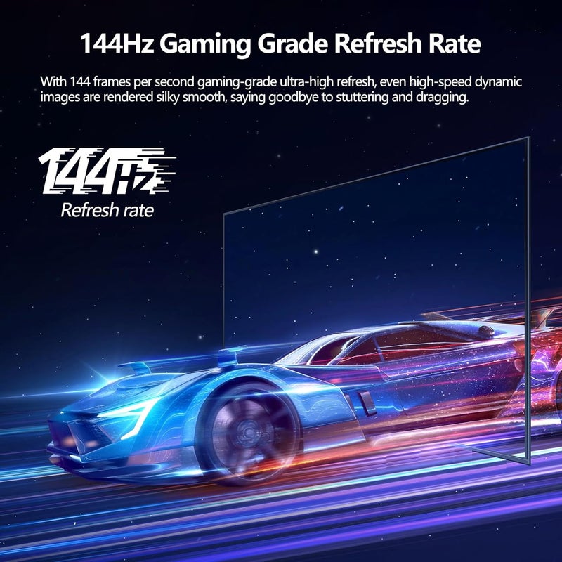 Gawfolk شاشة ألعاب 27 بوصة 4K 144Hz UHD (3840x2160P) سرعة 1ms (GTG) 100% sRGB FreeSync إضاءة خلفية RGB قابلة لتعديل الارتفاع والإمالة والدوران - Image 3