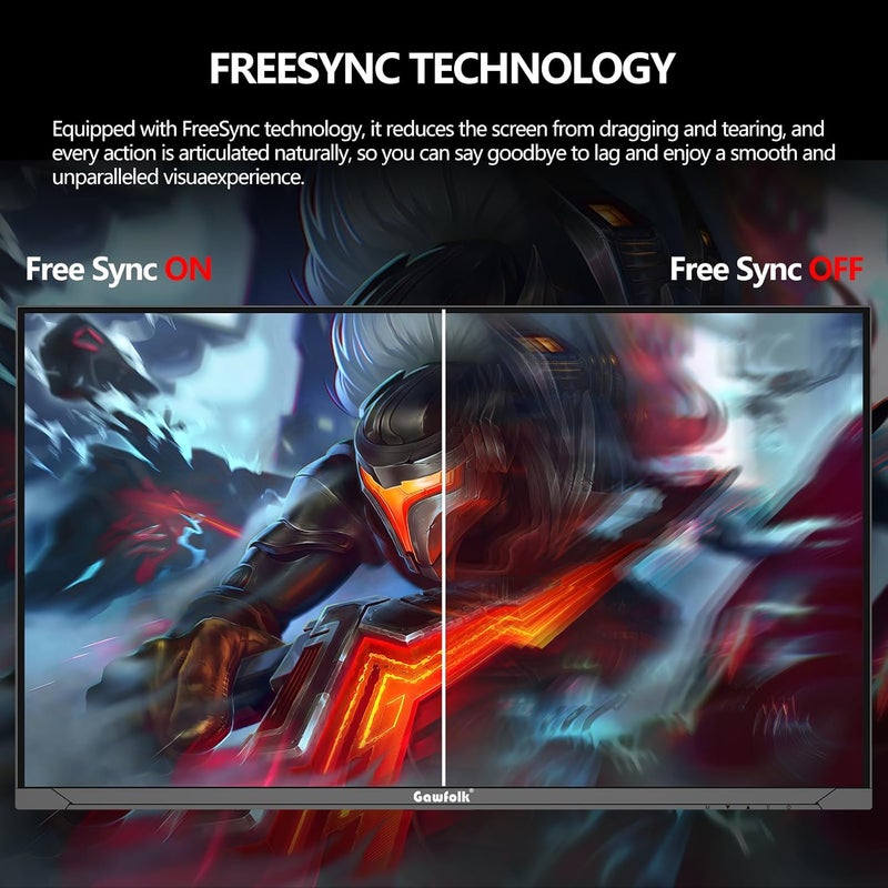 Gawfolk شاشة ألعاب 27 بوصة 4K 144Hz UHD (3840x2160P) سرعة 1ms (GTG) 100% sRGB FreeSync إضاءة خلفية RGB قابلة لتعديل الارتفاع والإمالة والدوران - Image 5