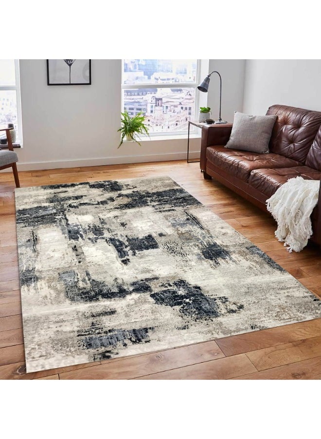 HANDPICKED FURNITURE Handpicked Furniture Abstract Blue Rug, Ultra Soft Area Carpets For Bed Room, Living Room, And Dining Room, Antislip Floor Carpets, Easy To Clean, Made In Turkey  - Image 1