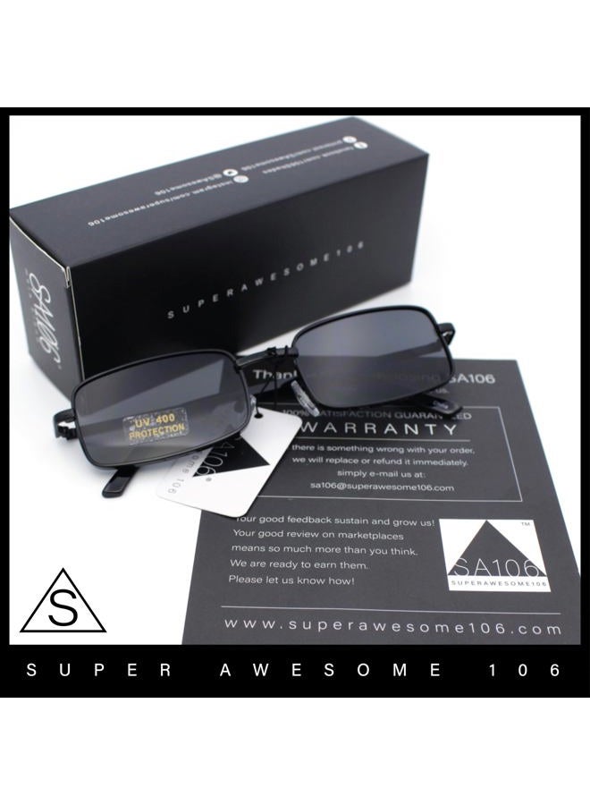 SA106 Mens Retro Vintage Narrow Rectangular Metal Sunglasses (Gold Brown) - Image 5