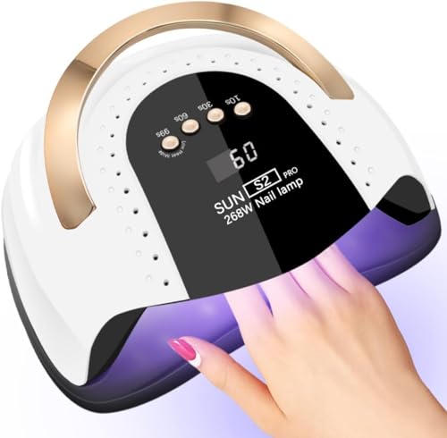 268W UV LED Nail Lamp LKE Nail Dryer for Gel Polish 4 Timers UV Nail Lamp Professional Nail Light 57Pcs Lamp Beads and Automatic SensorWhite