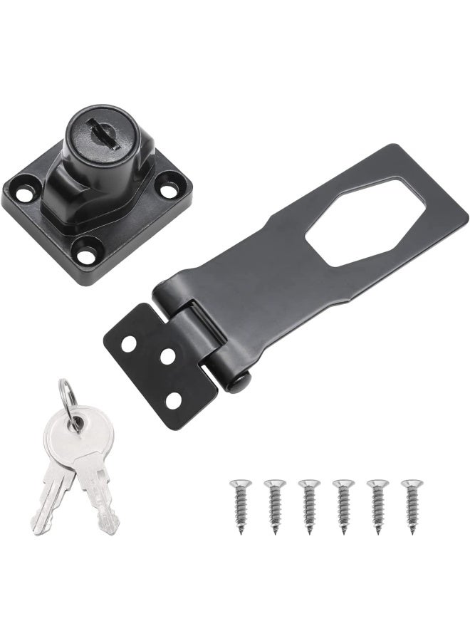 ROBUSTLINE Hasp Locks Twist Knob Keyed Locking Hasp For Small Doors Cabinets And More Chrome Plated Hasp Lock Catch Latch Safety Lock Black 4Inch - Image 4
