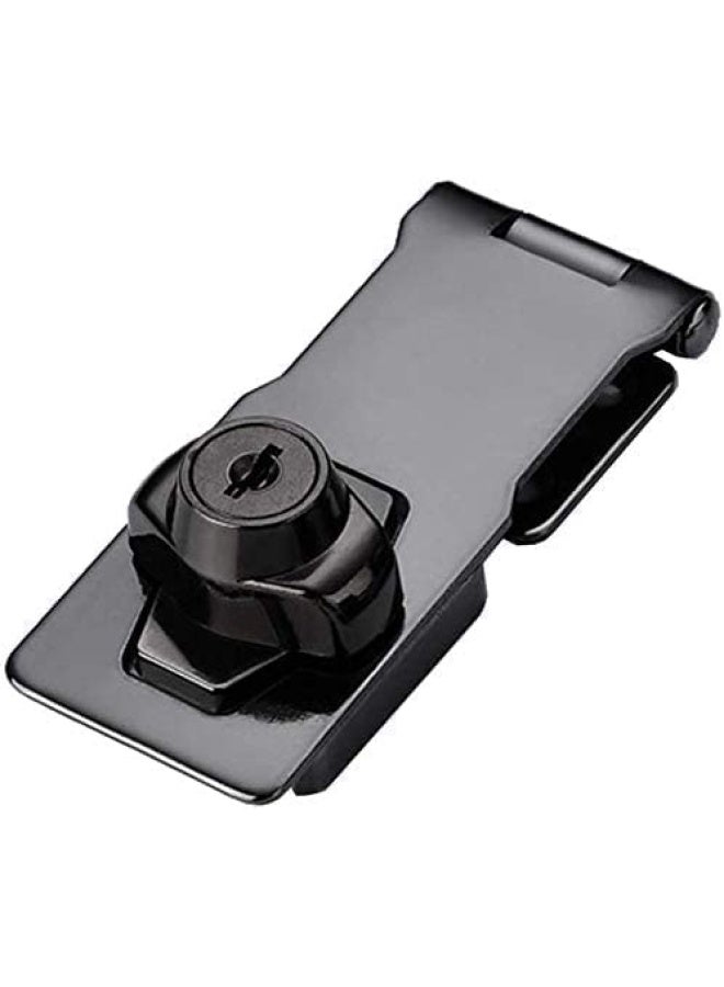 ROBUSTLINE Hasp Locks Twist Knob Keyed Locking Hasp For Small Doors Cabinets And More Chrome Plated Hasp Lock Catch Latch Safety Lock Black 4Inch - Image 3