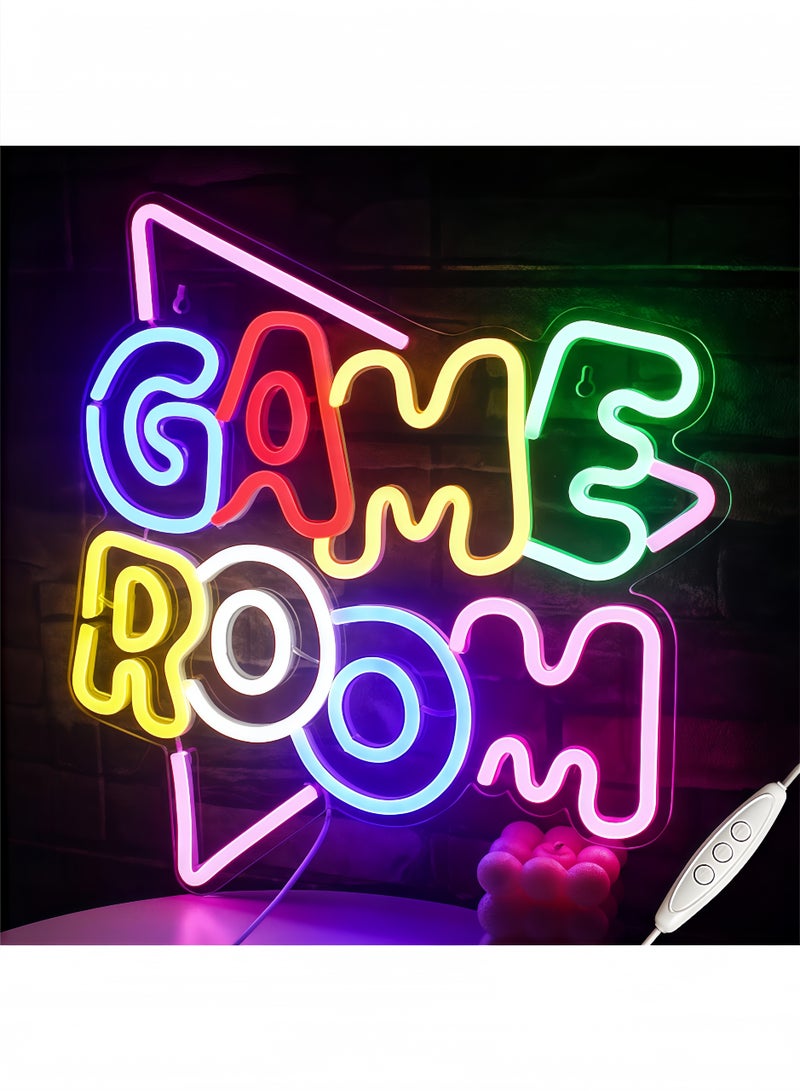Peachjoy Game Room Large Neon Signs 13.2"x14" Colorful LED,USB Neon Lights for Game Zone Party Decor Bedroom Gaming Wall Lightup Signs Teen Boy Bedroom Home Gamer Party Decorations Gifts  - Image 1