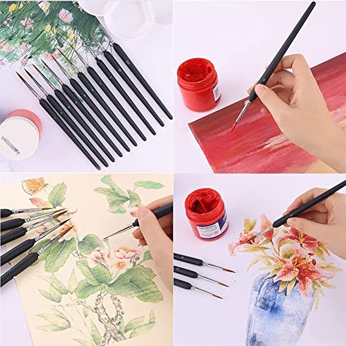 deziine Nylon 6Pcs Paint Brushes Set for Fine Detailing Round Pointed Tip(Tip-000,00,0,1,2,3) (Black) - Image 5