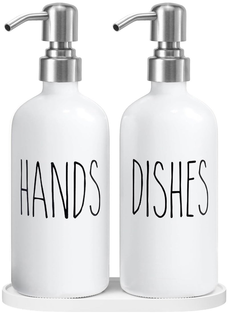 MOMEEMO Soap Dispenser for Kitchen Sink White Soap Dispenser with Silver Metal Pump Suitable for Kitchen Decor and Accessories White Silver - Image 2