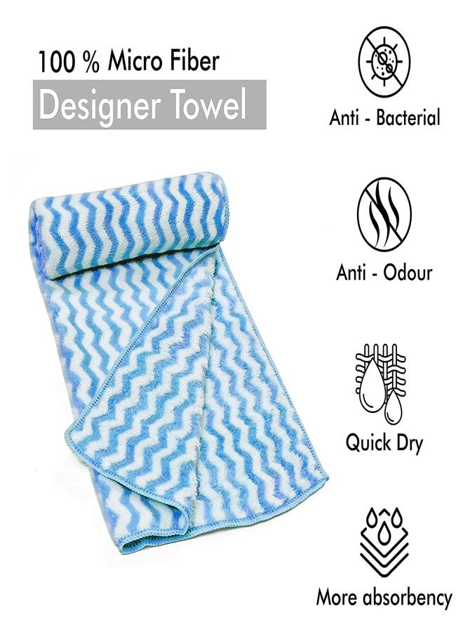 First Kick Luxury Microfiber 2 Pcs Face Baby Towel Super Absorbent, Fade-Resistent, Ultra Soft (Zig-Zag) - L 61 cm x B 46 cm - Sky Blue - Image 3