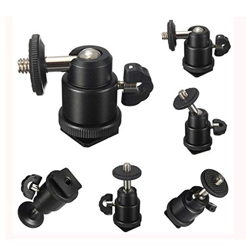 SHOPEE Branded Multi Purpose Adjustable Swivel Angle Ball 1/4" Mini Tripod Ball Head Kit Shoe Mount Adapter Holder for All DSLR Camera Stand F.LCD Monitor D2C-P (Pack of 2), Black - Image 1