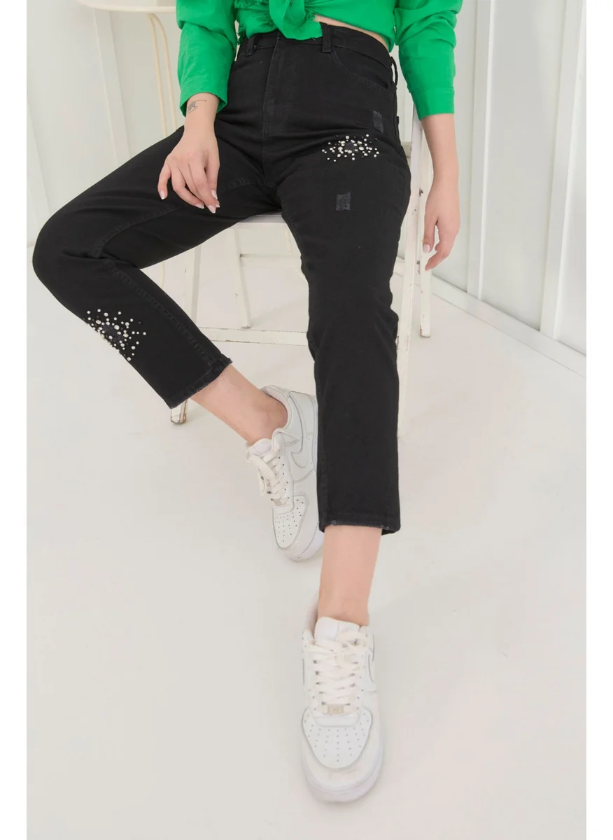 Tofisa Plain Mid Women Black Jeans - 11189