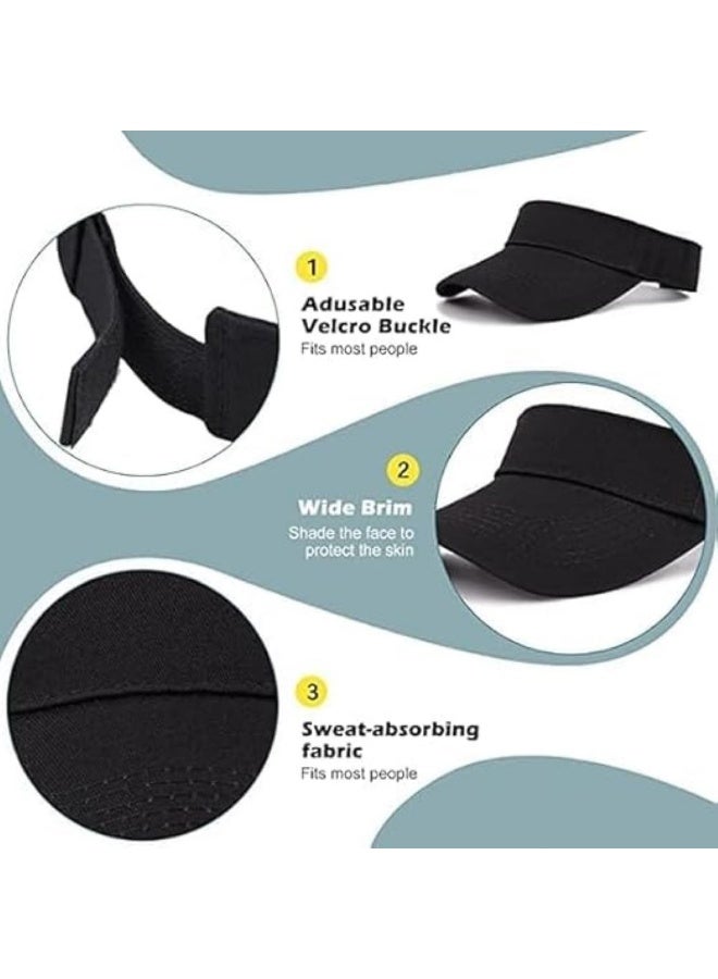 HZYH Womens Visor Hats for Women Cotton Adjustable Sun Visors for Women Sports Outdoor Unisex Golf Tennis Visor for Men - Image 3