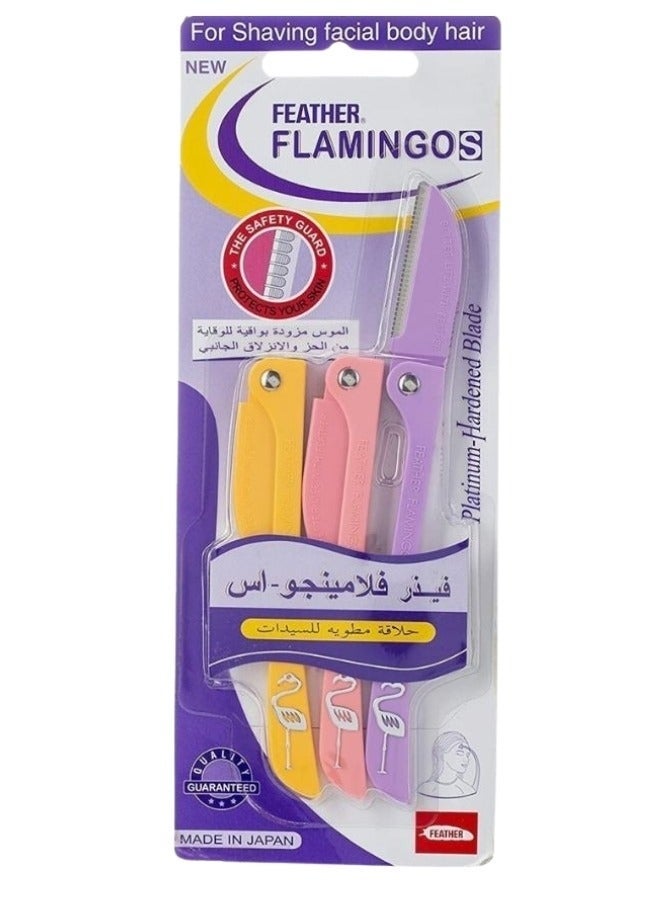 فيذر-فلامنجو شفرات حلاقة نسائية فلامينجو – طقم 3 قطع لإزالة شعر الوجه والجسم. - Image 1