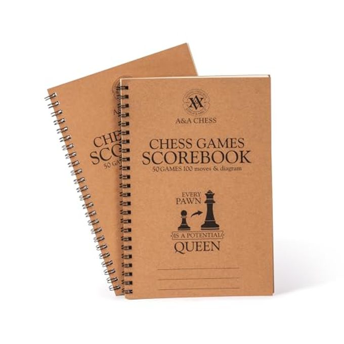 A&A 2 Pack Chess Scorebook, 50 Games Recordable, 100 Moves Per Game, Eye-Protection Chess Scorebook / 5.5 x 8.25 in. - Image 1