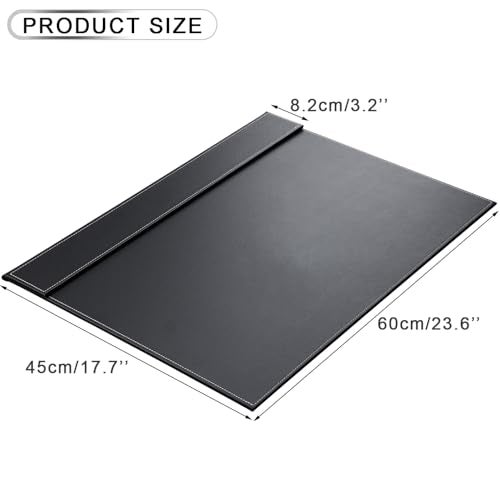 KINGFOM UltraSmooth PU Leather Desk Pad Mat Office Desk Drawing Writing Board A3 A4 File Paper Clip Table Protector Mat on Top Large 24x18 Black - Image 3