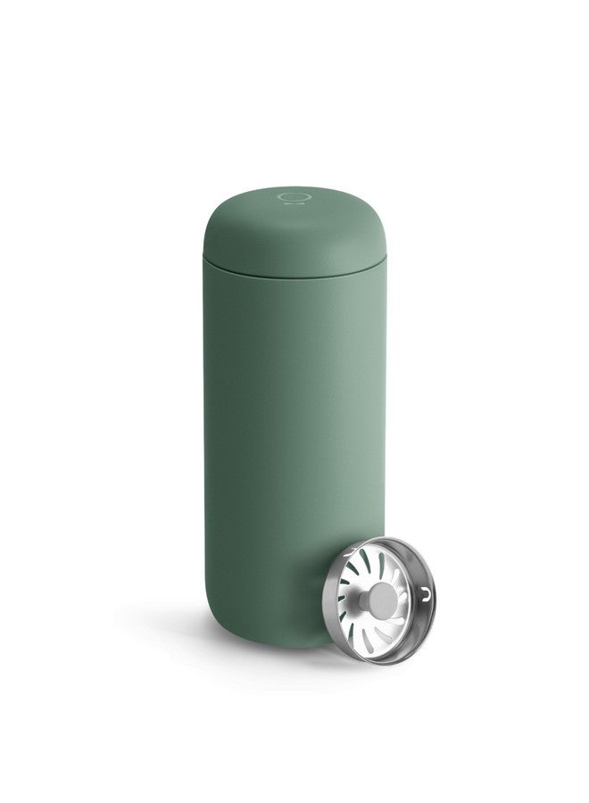 FELLOW فيللو 16 أونصة كارتر موف كوب السفر - كوب قهوة سفر معزول بالفراغ من الفولاذ المقاوم للصدأ - كوب قهوة مع داخلية خزفية وحماية من الرش - أخضر دخاني - Image 1