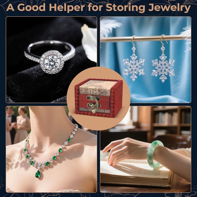 Coolrunner Small Handmade Retro European wooden box Vintage Wooden Treasure Case Decorative Trinket Jewelry Storage Box Old Memory (1) (Style 2) - Image 4