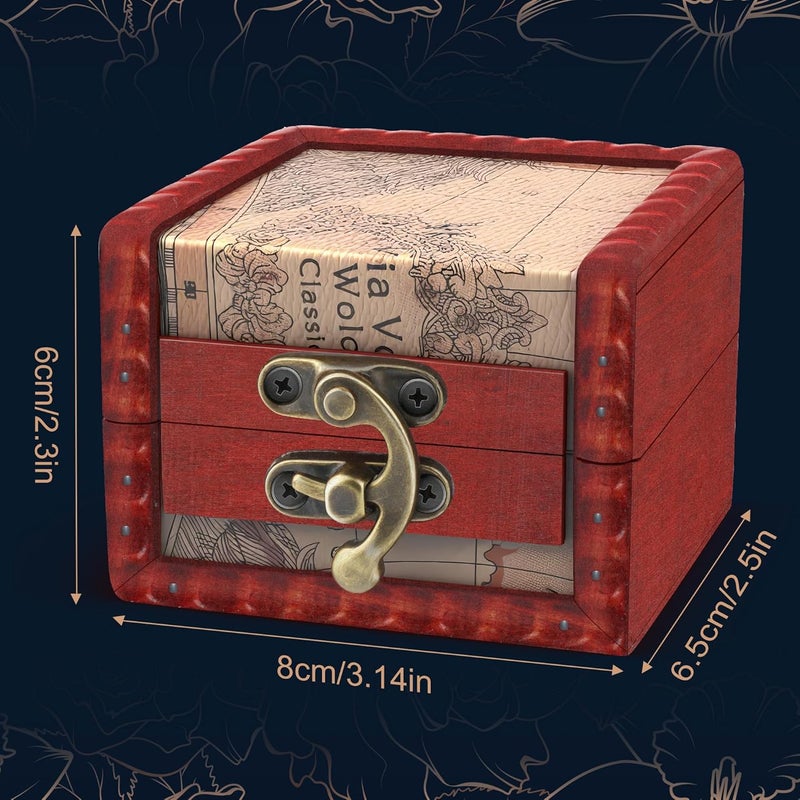 Coolrunner Small Handmade Retro European wooden box Vintage Wooden Treasure Case Decorative Trinket Jewelry Storage Box Old Memory (1) (Style 2) - Image 2