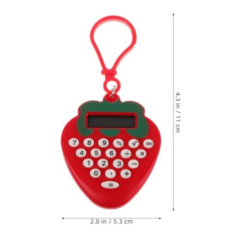 2pcs Mini Calculator Keychain, Portable Cute Strawberry Electronic Pocket Calculator Key Ring for Students, School Supplies, Office, Travel - Image 2