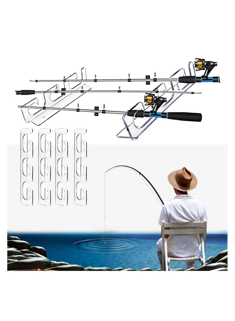 SYOSI Fishing Rod Holder 4 Pcs Azonee Transparent Fishing Pole Wall or Ceiling Storage Rack Holder Wall Mount for Garage for Ceiling or Wall-Ultra Strong Weatherproof Indoor and Outdoor Use Holds 6 Rods - Image 1
