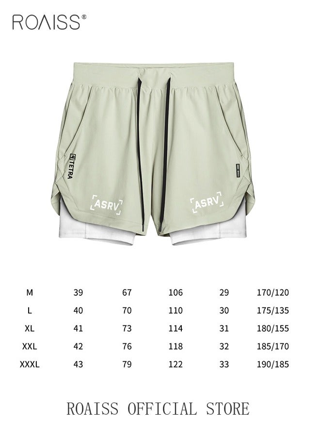 roaiss Five-Point Sports Shorts Fake Two-Piece Quick Drying Double Layer Basketball Pants Anti-Light Running Fitness Summer - Image 5