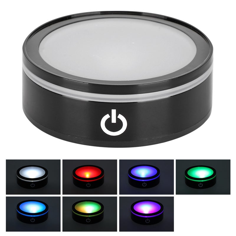 LED Base Crystal Black Flat Touch Multi Mode Colorful White Light 3D Inner Carving Laser Base - Image 4