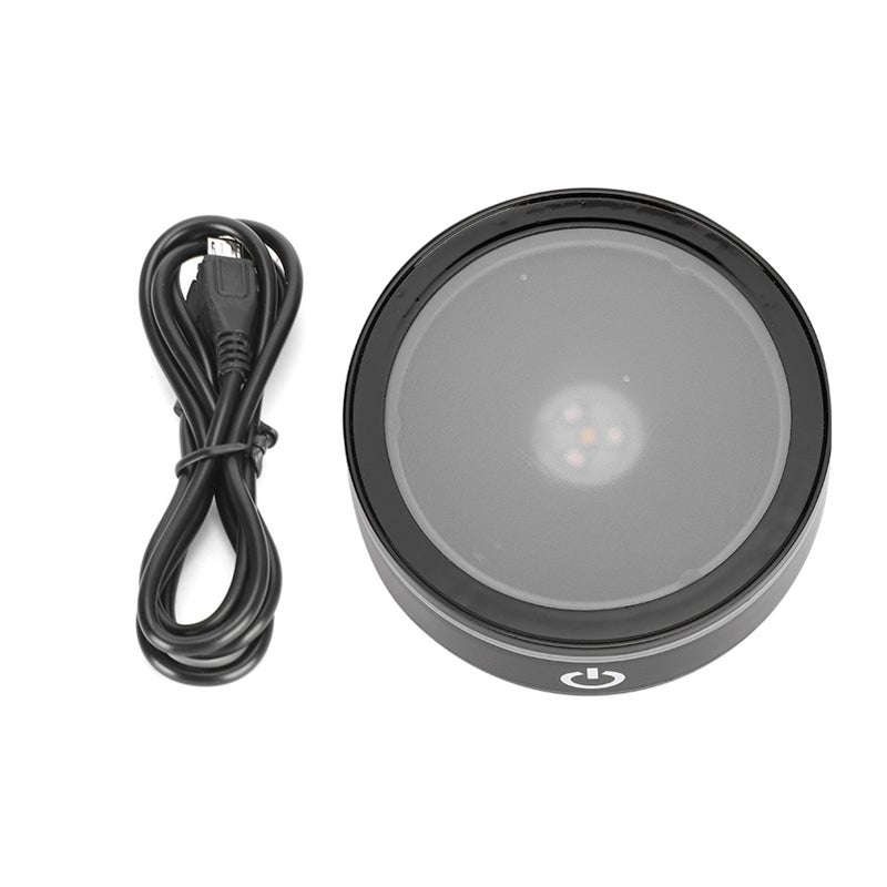 LED Base Crystal Black Flat Touch Multi Mode Colorful White Light 3D Inner Carving Laser Base - Image 1