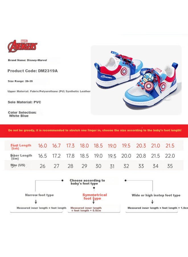 Disney Disney Boys' Summer Breathable Mesh Shoes Outdoor Mesh Panel Sneakers Athletic Shoes Dm2319a White Blue Size 31 - Image 3