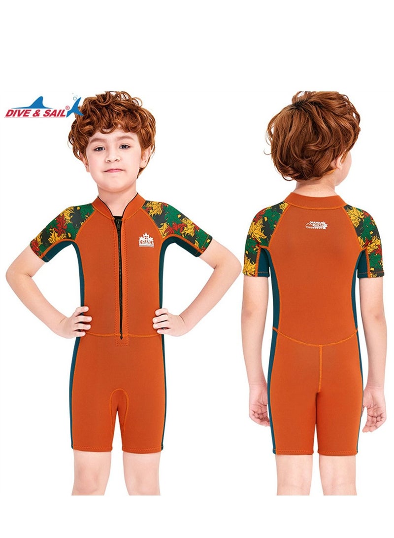 DIVE & SAIL 2.5MM Keep Warm Children Diving Suit Three-layer High Elastic Wetsuit For Byos Orange - Image 2