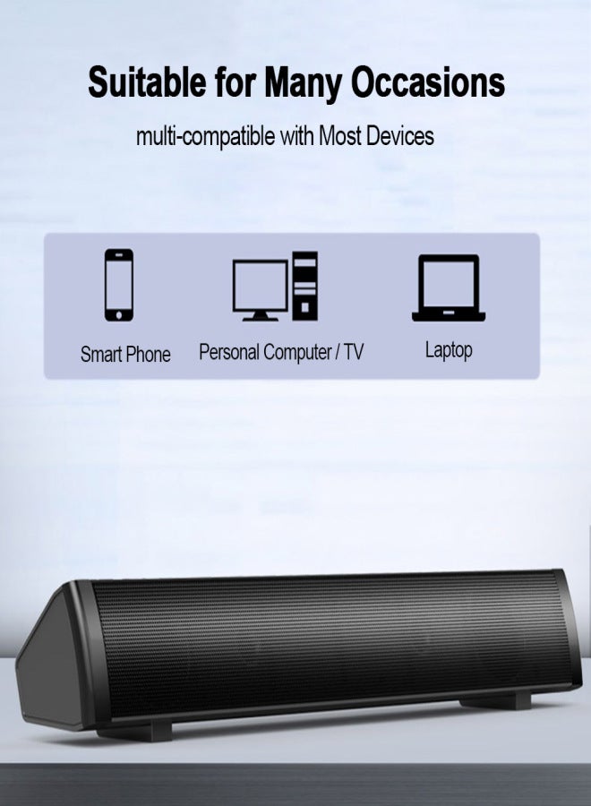 مكبر صوت SADA V105، مكبرات صوت كمبيوتر سلكية، مكبر صوت ستيريو صغير الحجم يعمل بمنفذ USB، يتميز بصوت عالي الدقة وجهير غني، مناسب لأجهزة التلفزيون والكمبيوتر والهواتف المحمولة والأجهزة اللوحية وأجهزة الكمبيوتر المكتبية والمحمولة. - Image 3