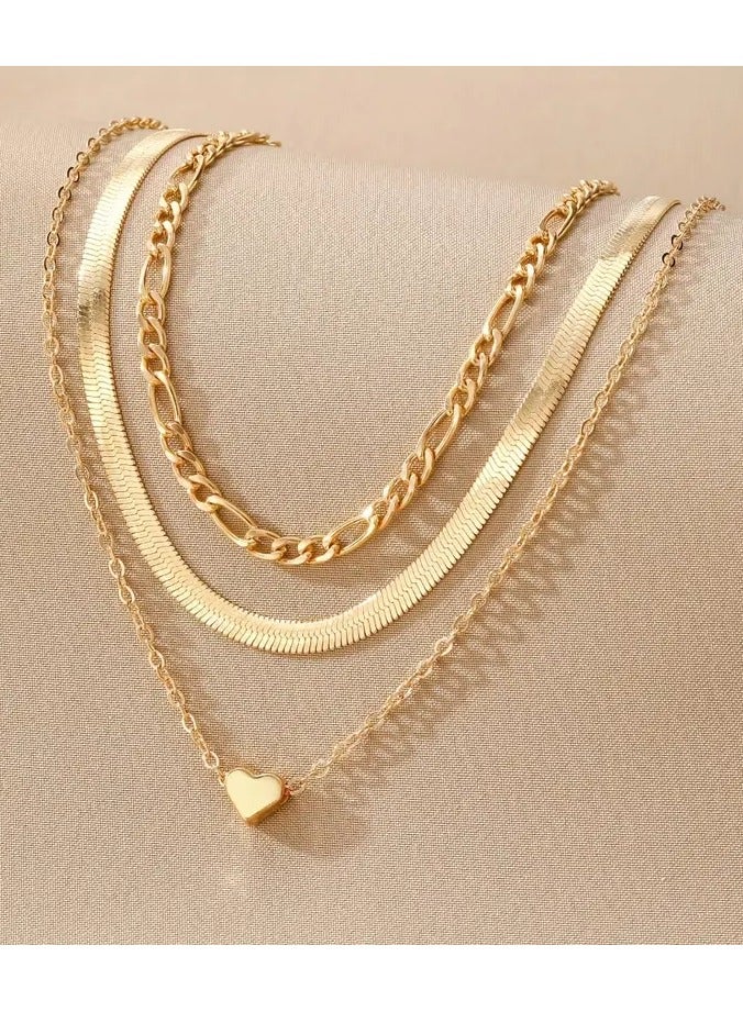 Home Clearance Sale A Minimalist Golden Heart Pendant Layered Chain Necklace, Stylish And Unique, Perfect for Women to Wear with Sweaters in The Autumn And Winter Seasons. - Image 1