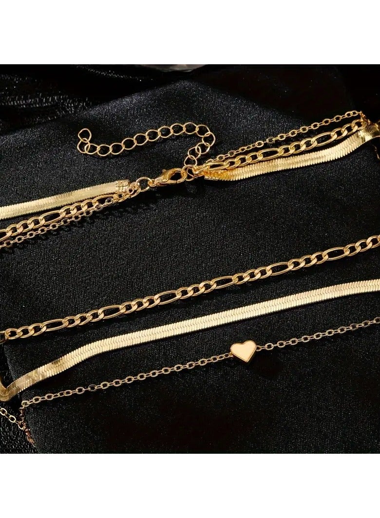 Home Clearance Sale A Minimalist Golden Heart Pendant Layered Chain Necklace, Stylish And Unique, Perfect for Women to Wear with Sweaters in The Autumn And Winter Seasons. - Image 4