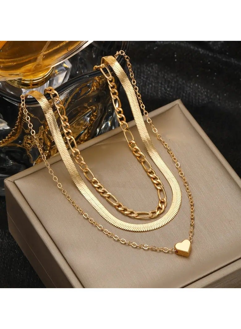 Home Clearance Sale A Minimalist Golden Heart Pendant Layered Chain Necklace, Stylish And Unique, Perfect for Women to Wear with Sweaters in The Autumn And Winter Seasons. - Image 5