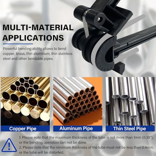 Socpuro 180 Degree Tube Bender, 4 in 1 Manual Tubing Pipe Bender 3/16", 1/4", 5/16", 3/8" for Copper, Brass, Aluminum and Thin Steel Pipes - Image 4
