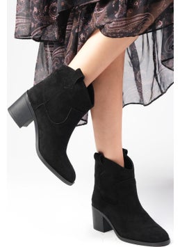 Alessia Western Black Color Heeled Women's Boots