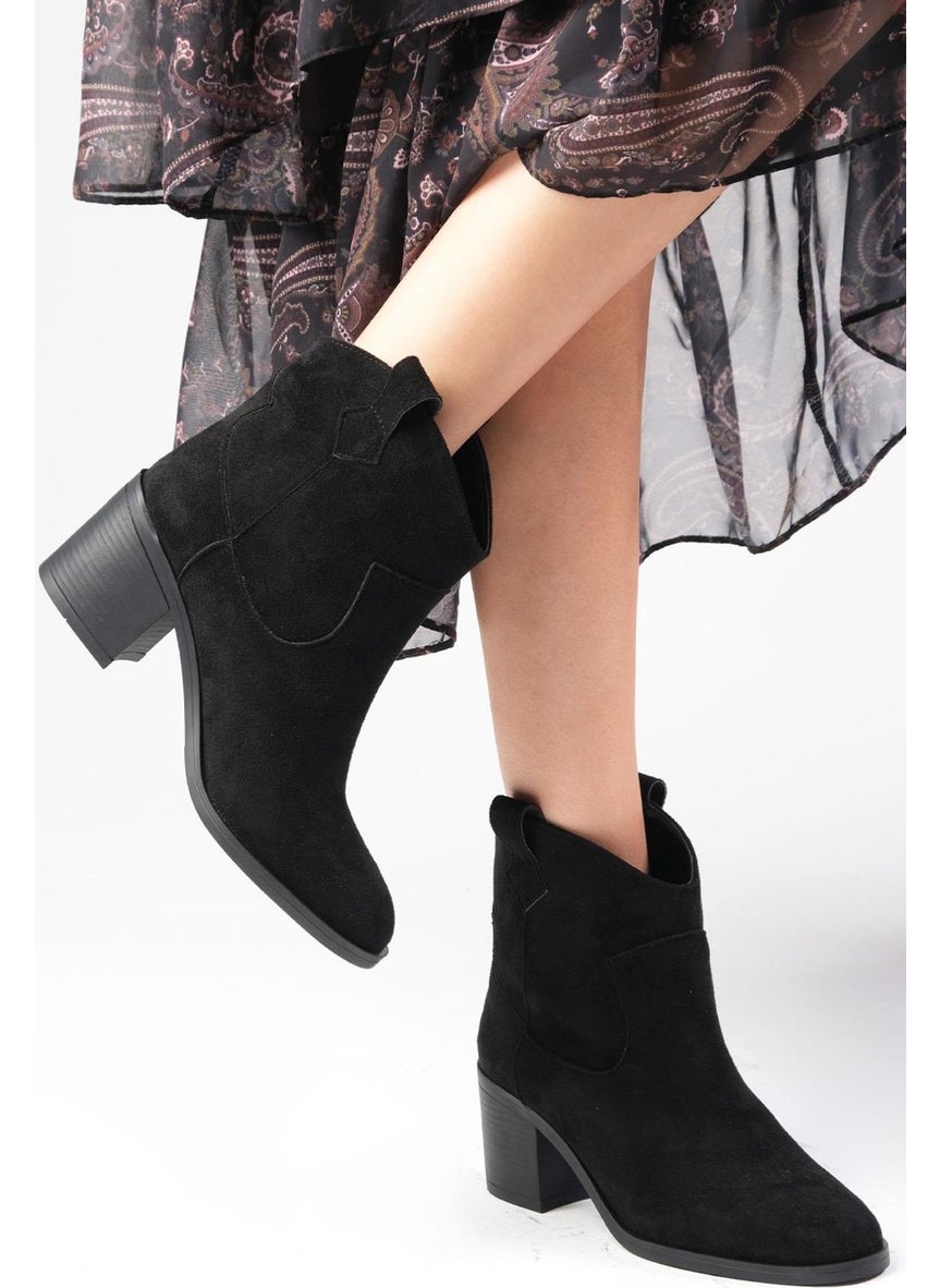 Mio Gusto - Alessia Western Black Color Heeled Women's Boots - Image 1