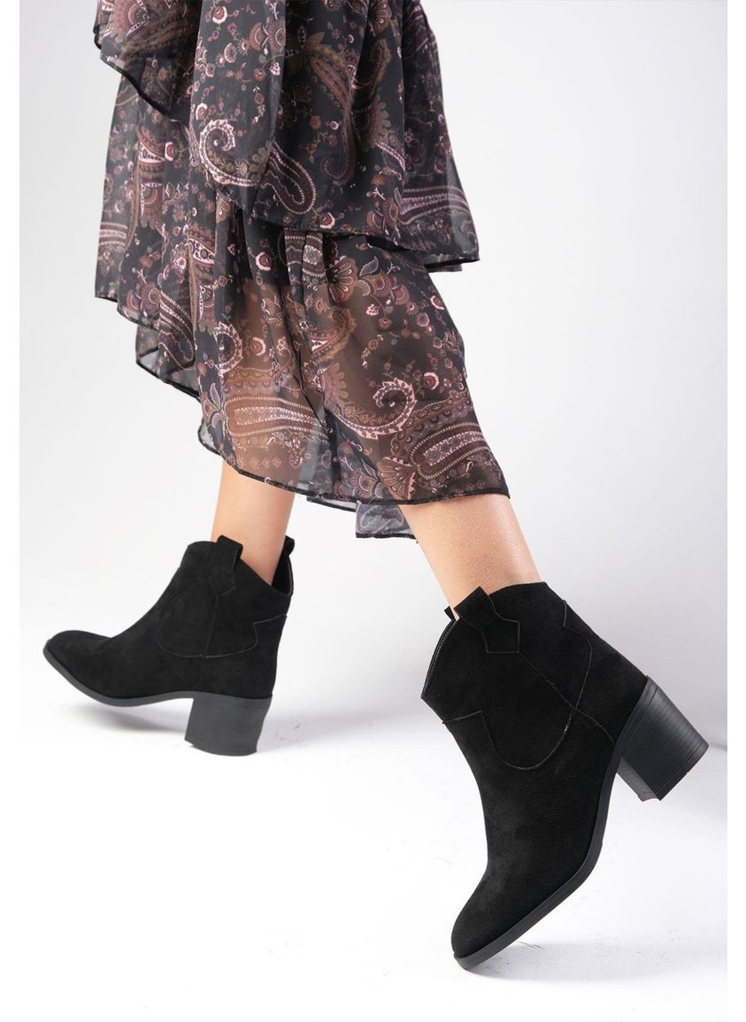 Mio Gusto - Alessia Western Black Color Heeled Women's Boots - Image 1