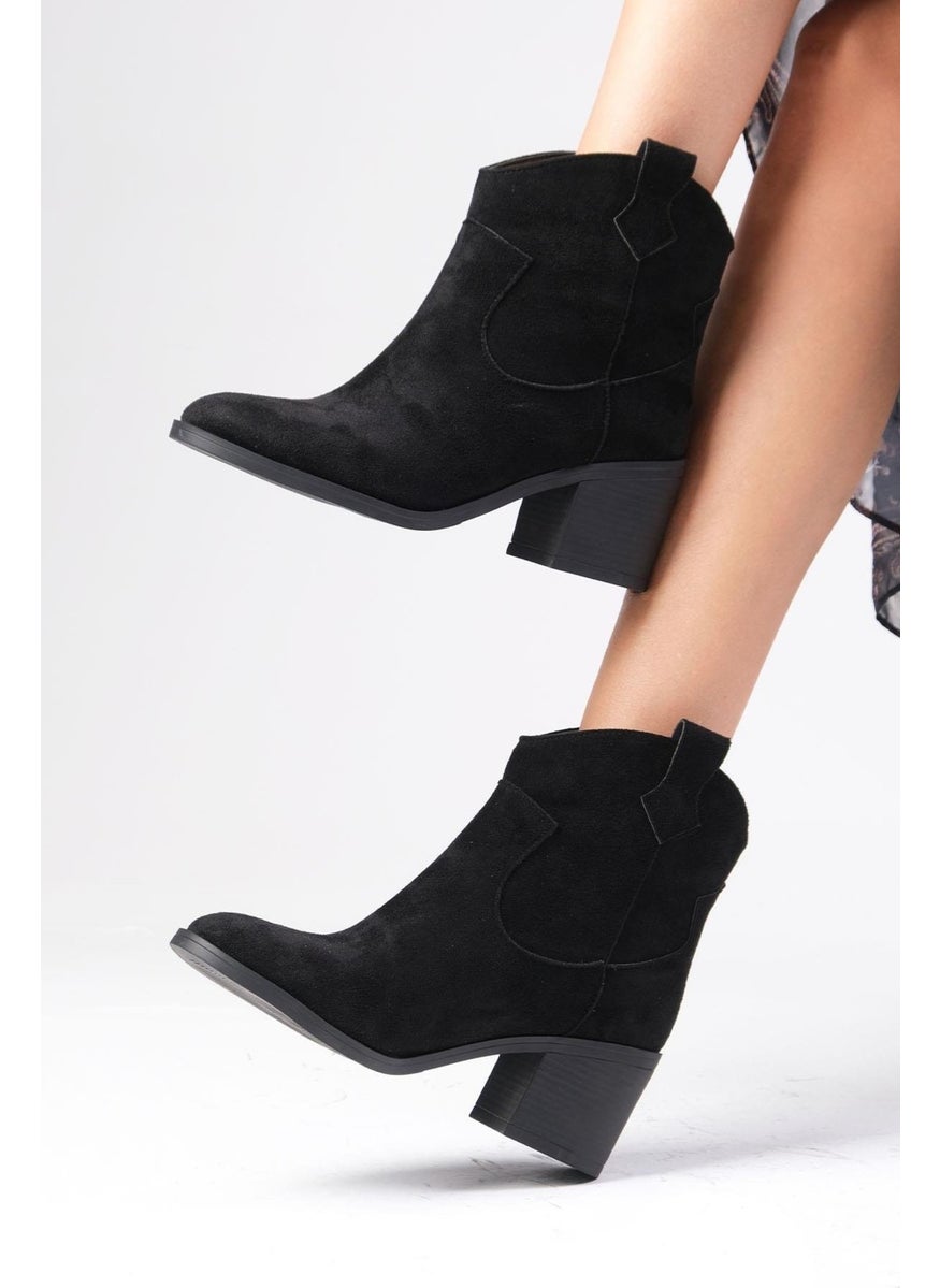 Mio Gusto - Alessia Western Black Color Heeled Women's Boots - Image 1