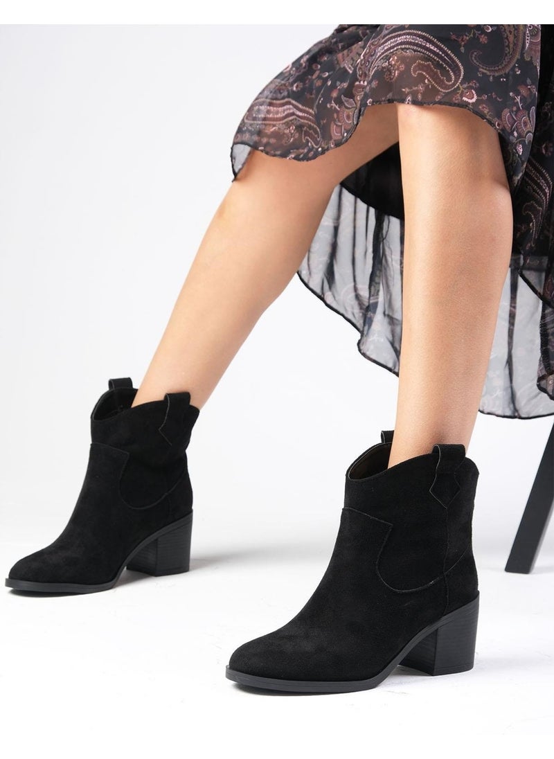 Mio Gusto - Alessia Western Black Color Heeled Women's Boots - Image 1