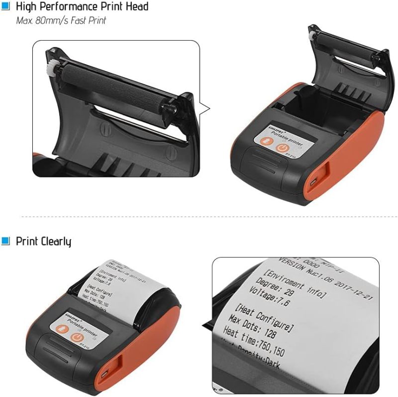 Portable Thermal Receipt Printer: 58mm, 80 Mm/s Printing Speed, Bluetooth Enabled - Energy-saving, 1500 mAh Rechargeable Battery, Clear Efficient Printing for Retail, Restaurant, Logistics, Outdoor Us - Image 5