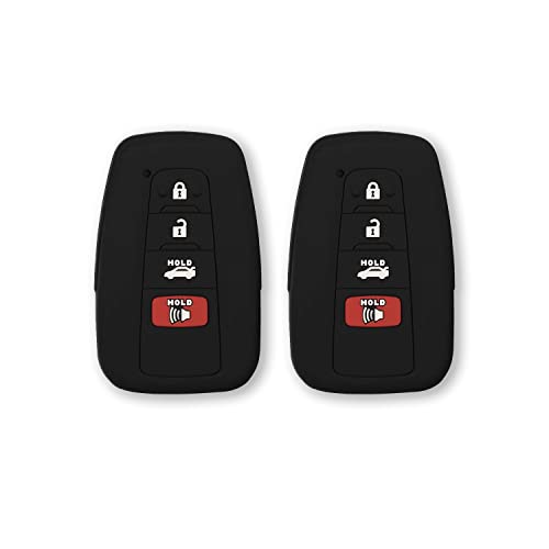 Autobase Silicone Key Fob Cover for Toyota Camry RAV4 Highlander Avalon C-HR Prius Corolla GT86 Smart Key | Car Accessory | Key Protection Case 2 Pcs (Black) - Image 1