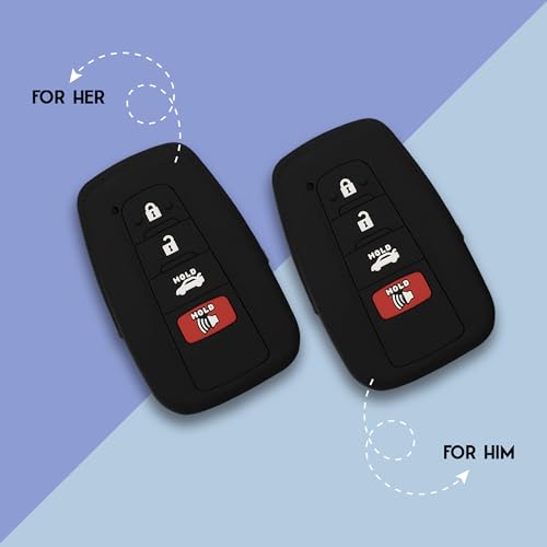 Autobase Silicone Key Fob Cover for Toyota Camry RAV4 Highlander Avalon C-HR Prius Corolla GT86 Smart Key | Car Accessory | Key Protection Case 2 Pcs (Black) - Image 4