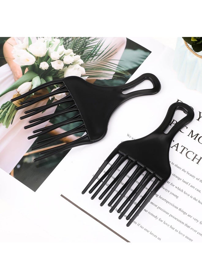 مجموعة من قطعتين من أمشاط الشعر الأفرو، قطعتان كبيرتان وصغيرتان من البلاستيك بأسنان عريضة للشعر المجعد، وفك التشابك، وتصفيف الشعر المستعار والضفائر - Image 3