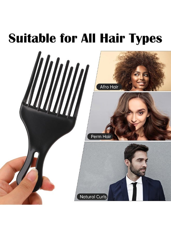 مجموعة من قطعتين من أمشاط الشعر الأفرو، قطعتان كبيرتان وصغيرتان من البلاستيك بأسنان عريضة للشعر المجعد، وفك التشابك، وتصفيف الشعر المستعار والضفائر - Image 5